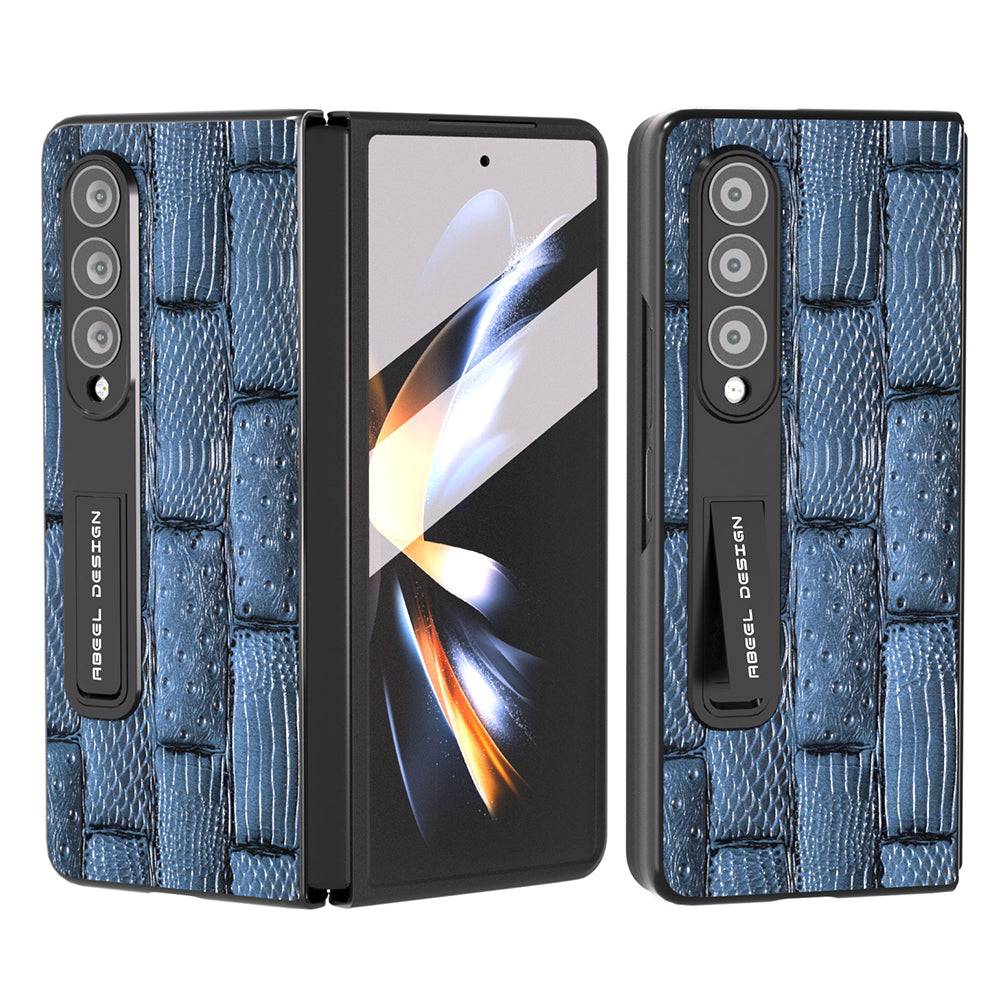 ABEEL For Samsung Galaxy Z Fold3 Genuine Cow Leather PC Phone Case Mahjong Texture Kickstand Folding Cover Case with Screen Film ABEEL For Samsung Galaxy Z Fold3 Genuine Cow Leather PC Phone Case Mahjong Texture Kickstand Folding Cover Case with Screen Film